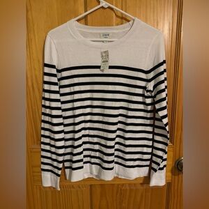 NWT J.Crew Striped Cotton Sweater – White & Black – Size Small